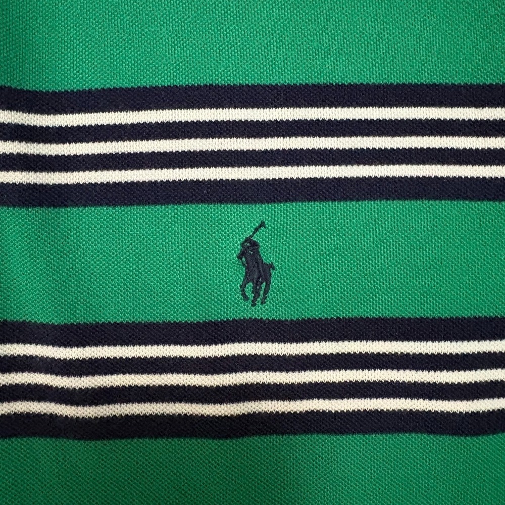 Y2K Polo Golf Ralph Lauren Green Stripe Polo Shirt XXL - Picture 4 of 12